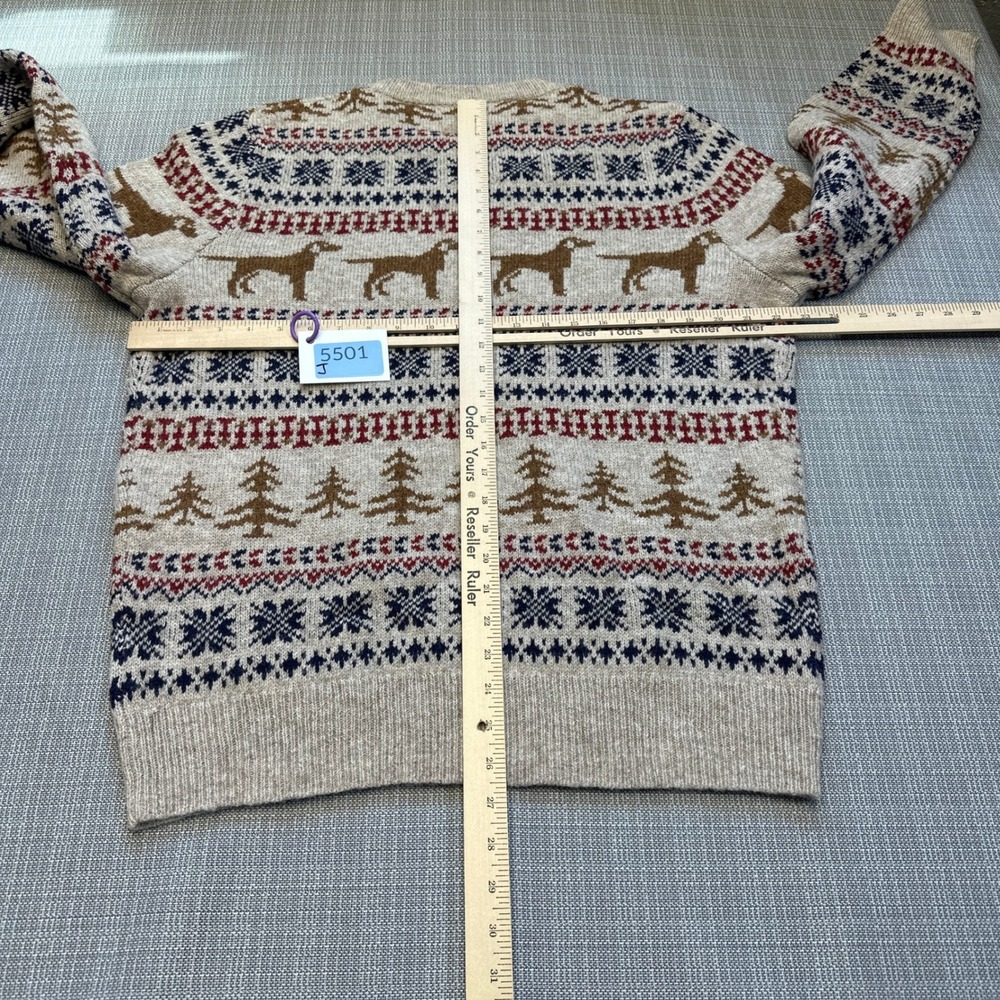 J.Crew 100% Wool Fair Isle Labrador Dog Nordic Sweater Mens Large Holiday Cabin - Picture 6 of 9